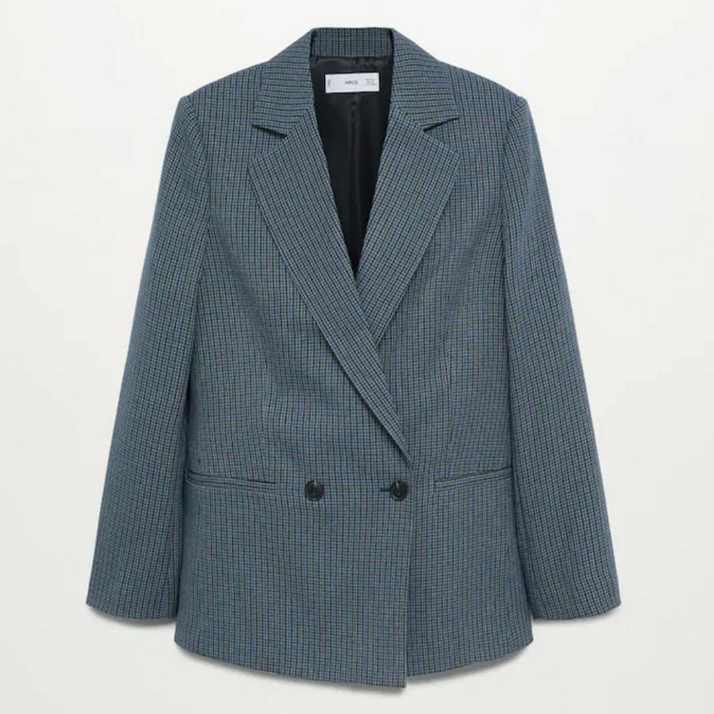 Wrap check blazer